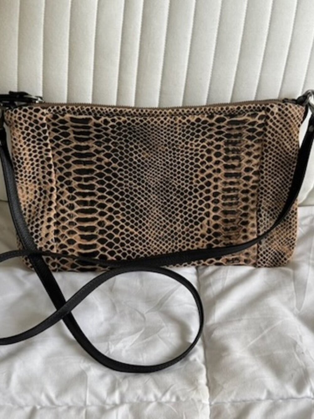 Rough & Tuble Large Marsden in Brown Destroyed Soft Snake Leather, Black Strap - Picture 2 of 10